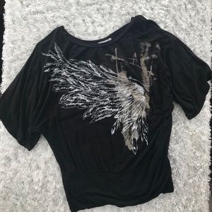 Black graphic dress shirt-M